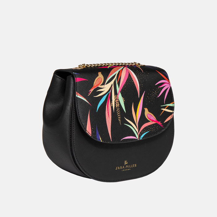 Black Bamboo Half-Moon Crossbody Bag