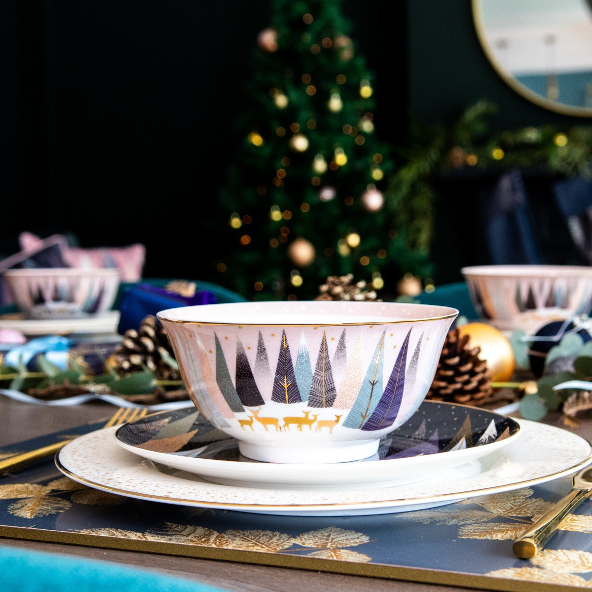 Frosted Pines Deer Candy Bowl