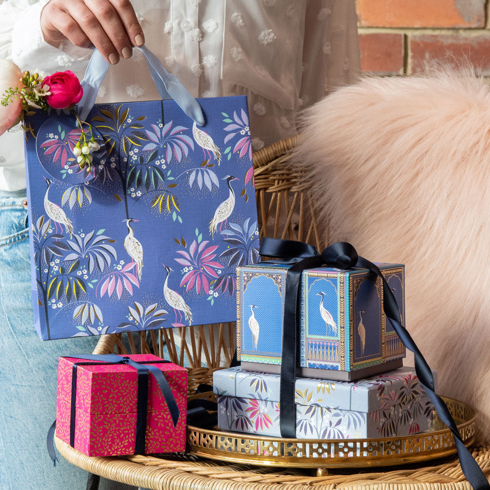 Crane Garden Indigo Medium Gift Bag