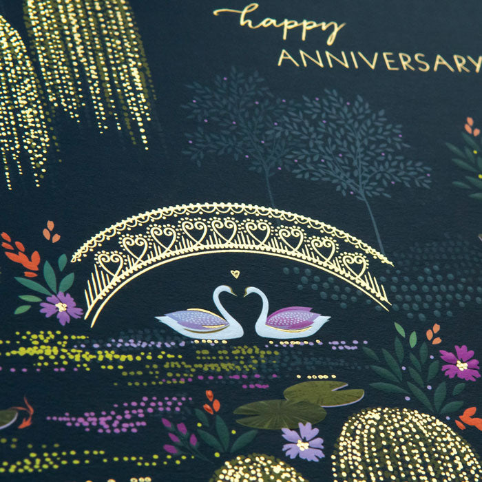 Swans Under Bridge Anniversary Large Card