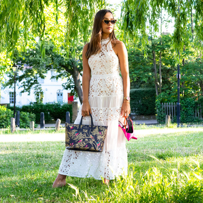 Smokey Blue Birds Medium Tote