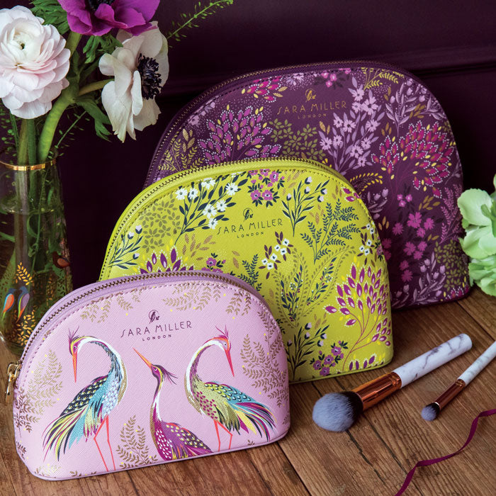 Blossom Pink Dancing Cranes Small Cosmetic Bag