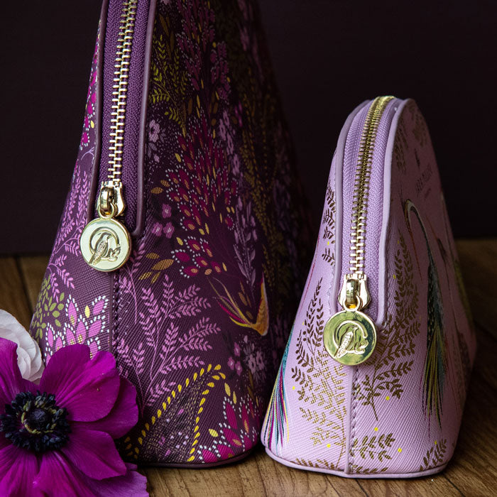 Blossom Pink Dancing Cranes Small Cosmetic Bag