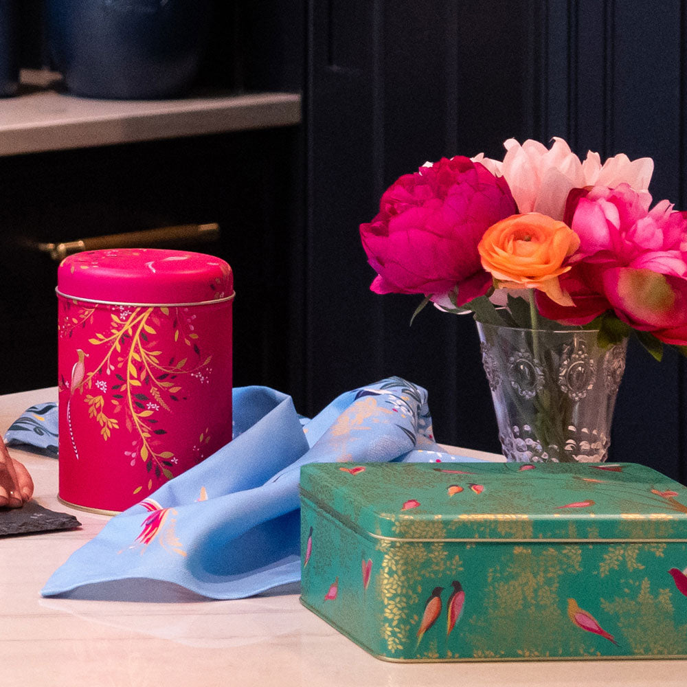 Green Birds Deep Rectangular Tin