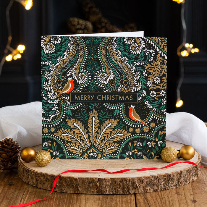 Luxury Robin Filigree Christmas Cards - Box of 8