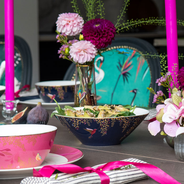 Navy Hummingbird Medium Salad Bowl