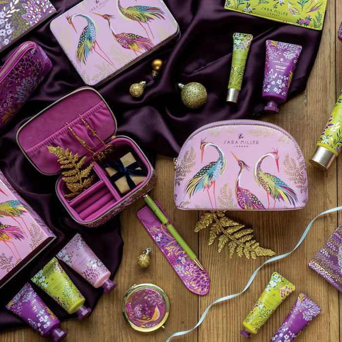 Blossom Pink Dancing Cranes Small Cosmetic Bag