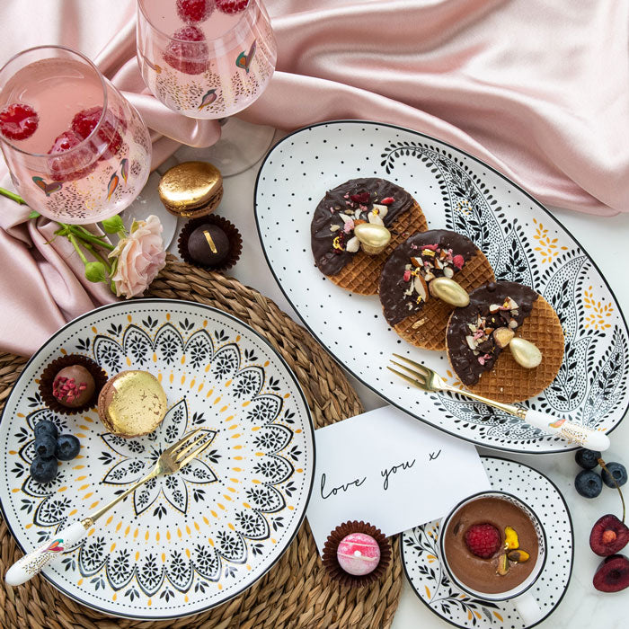 Gold Leaves & Birds Wine Glass - Set of 2