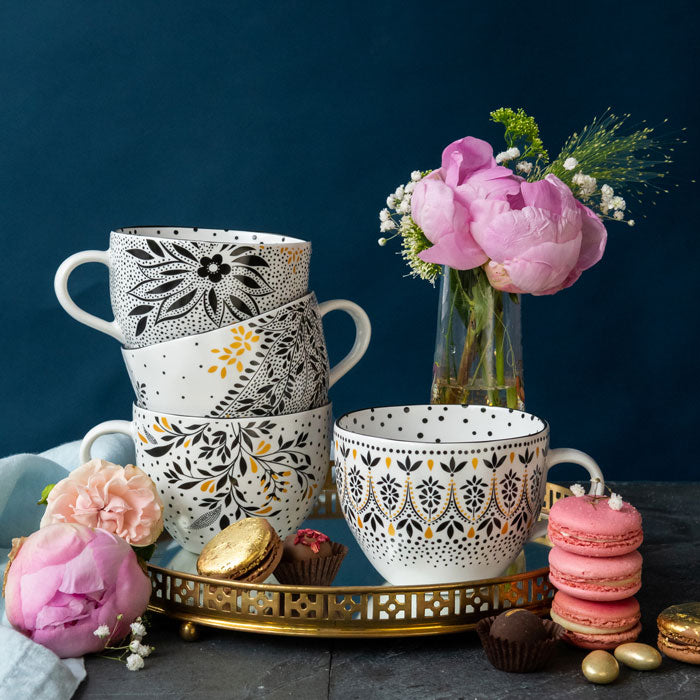 Artisanne Noir Mugs - Assorted Set of 4