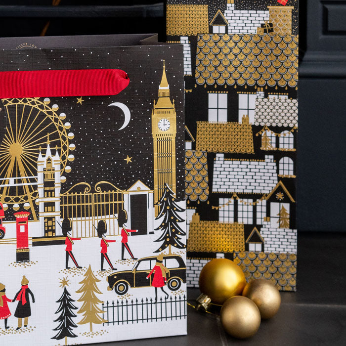 Winter Rooftops Christmas Bottle Bag