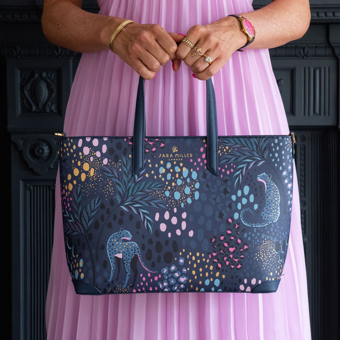 Midnight Leopard Medium Tote