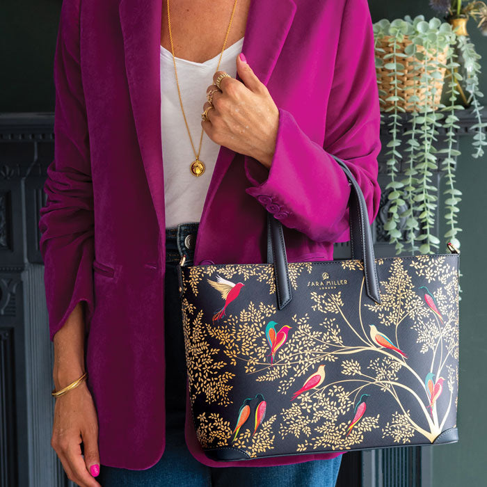 Smokey Blue Birds Medium Tote