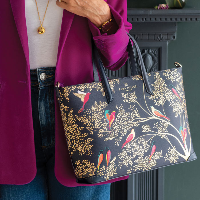 Smokey Blue Birds Medium Tote