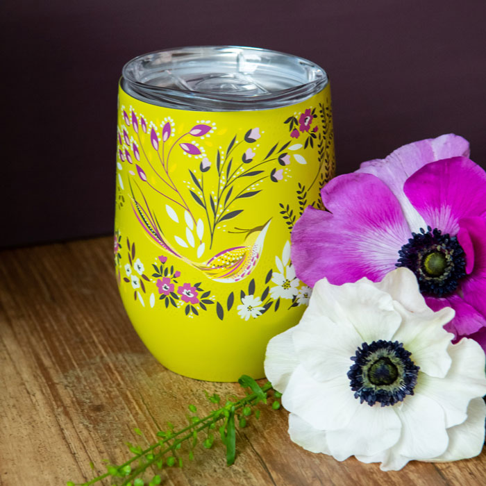 Lime Songbird Travel Tumbler
