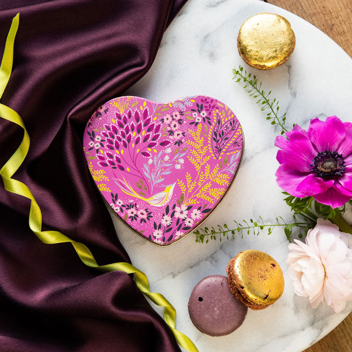 Mauve Songbird Small Heart Tin