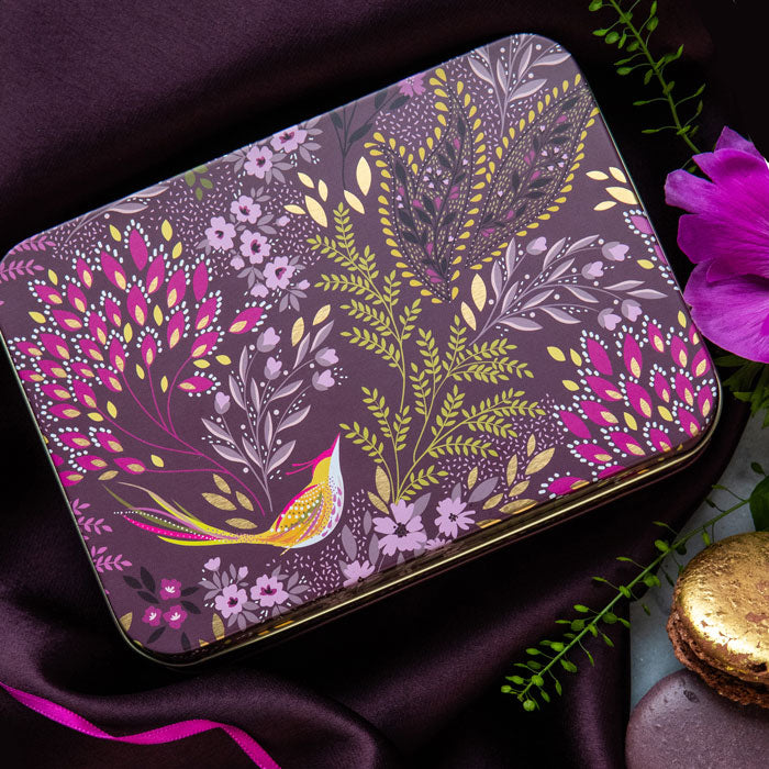 Plum Songbird Small Rectangular Tin