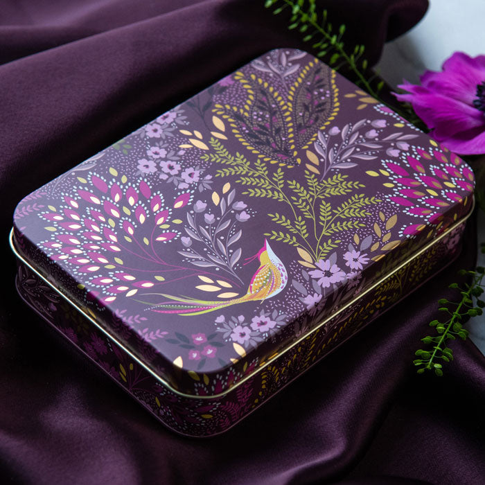 Plum Songbird Small Rectangular Tin