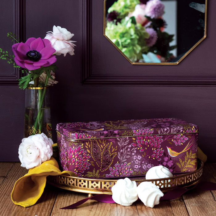 Plum Songbird Long Deep Rectangular Tin