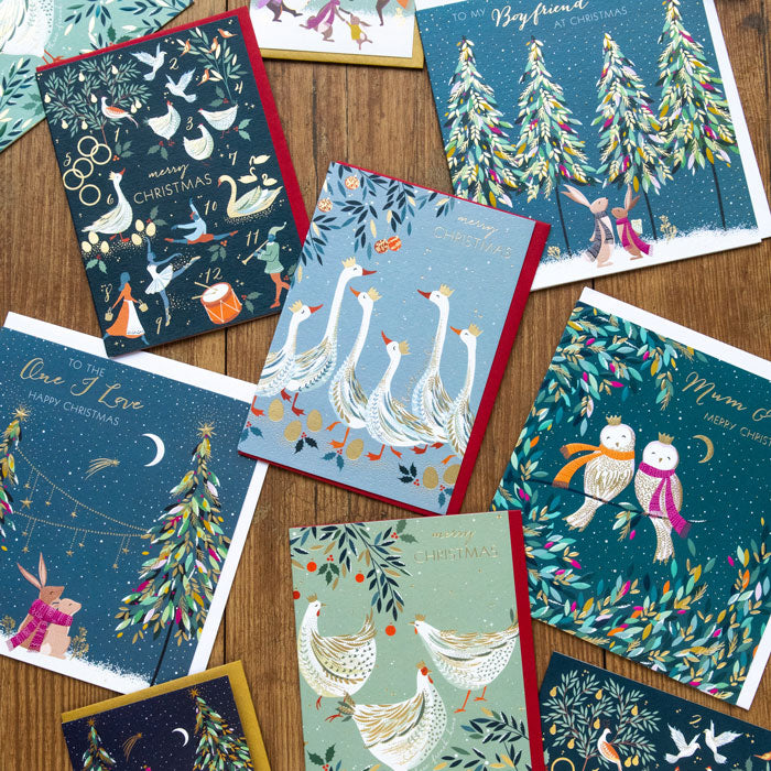 Three French Hens Christmas Card