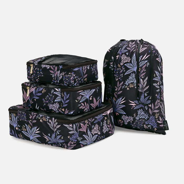 Black Botanic Packing Cubes
