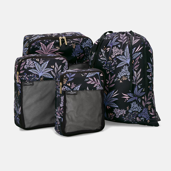 Black Botanic Packing Cubes