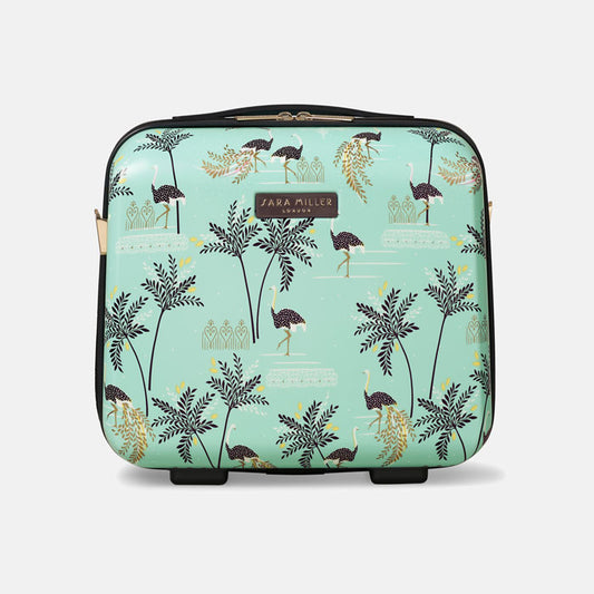 Mint Ostrich & Palms Vanity Case