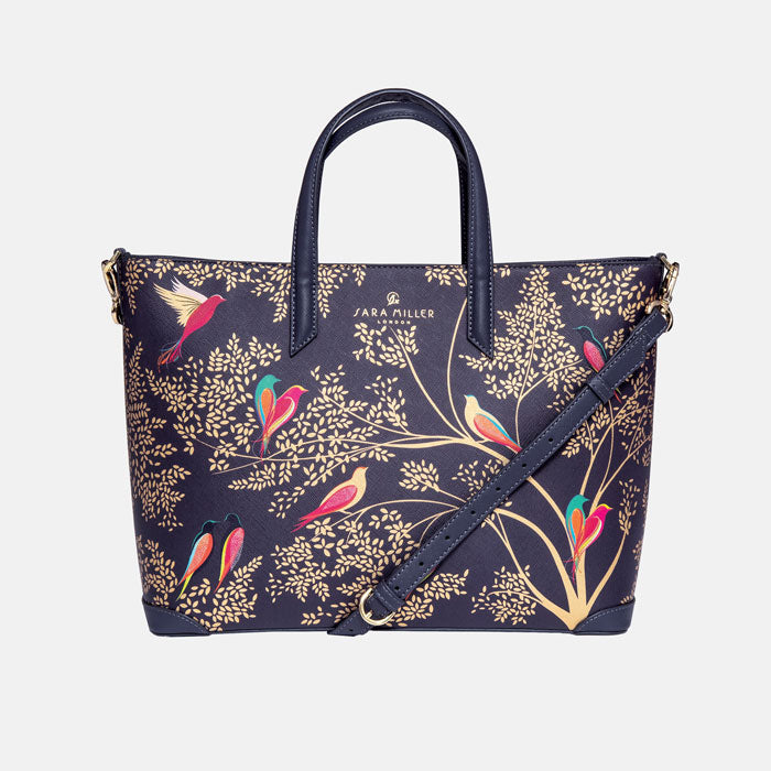 Smokey Blue Birds Medium Tote