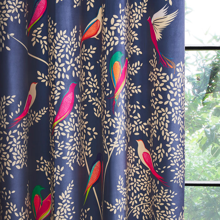 Smokey Blue Birds Ready Made Curtains