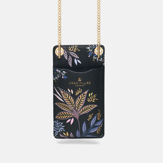Black Botanic Phone Pouch