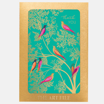 Green Birds 'Thank you' Notecard  - Set of 10 Cards