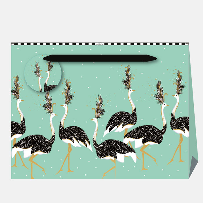 Mint Green Dancing Ostriches Shopper Gift Bag