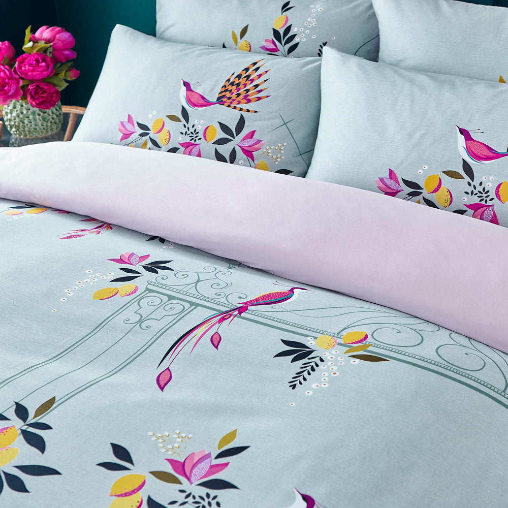Duck Egg Orchard Birds Bed Linen