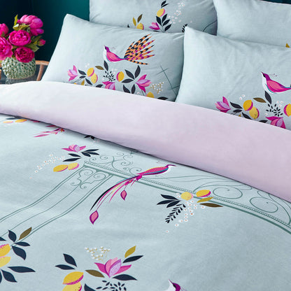 Duck Egg Orchard Birds Bed Linen