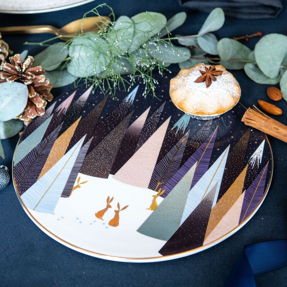 Frosted Pines Rabbit Serving Plate