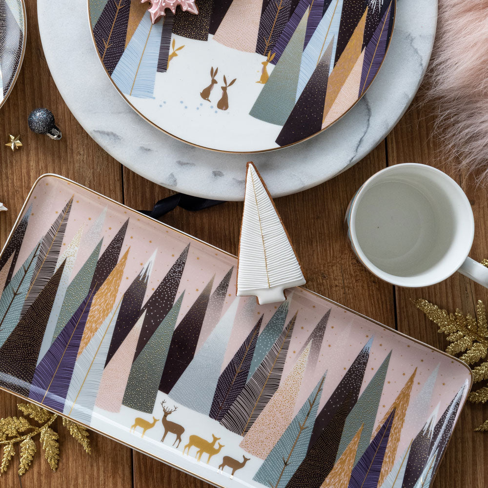 Frosted Pines Deer Sandwich Tray