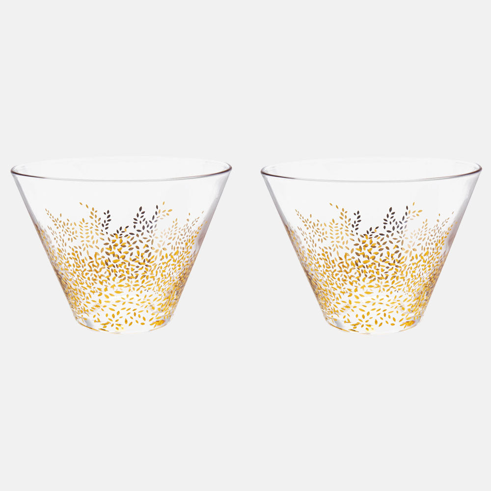Gold Leaves Glass Bowls - Set of 2