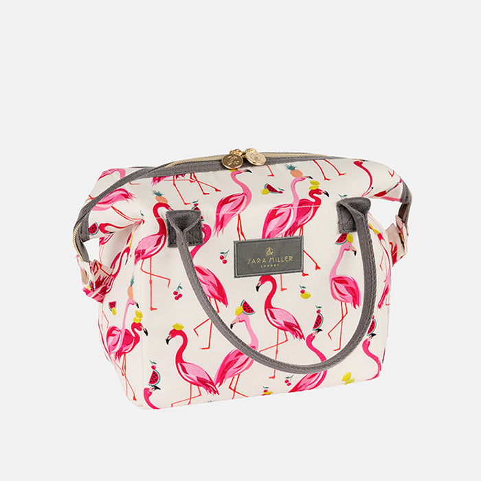 Cool bag with flamingo pattern on a white background