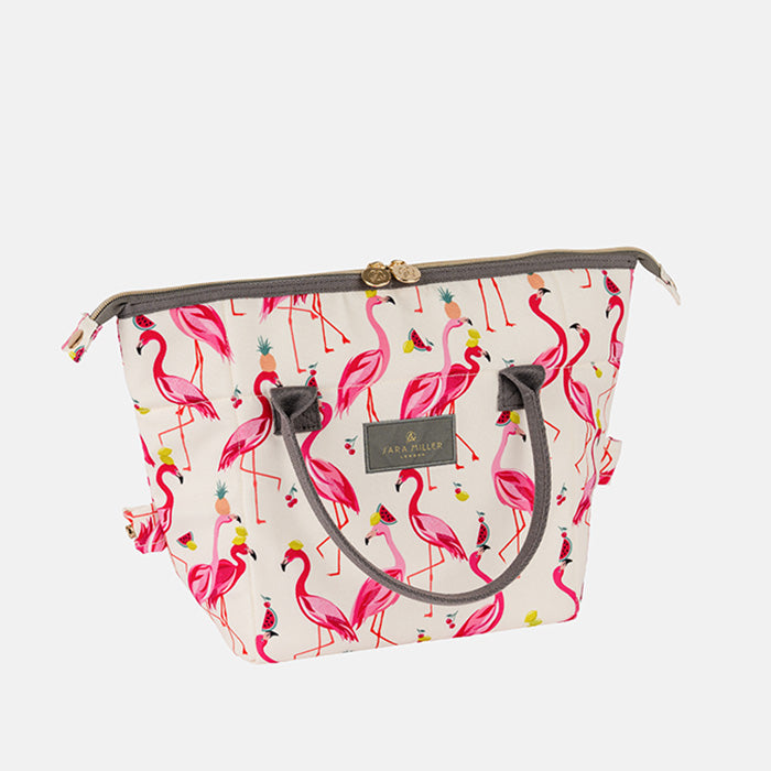 Cool bag with flamingo pattern on a white background