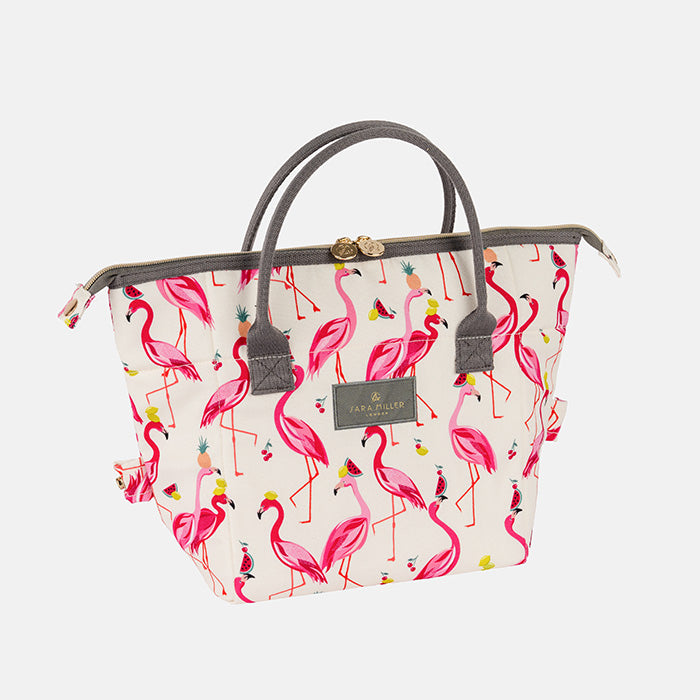 Cool bag with flamingo pattern on a white background