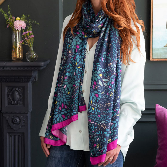 Midnight Hummingbird Paradise Scarf