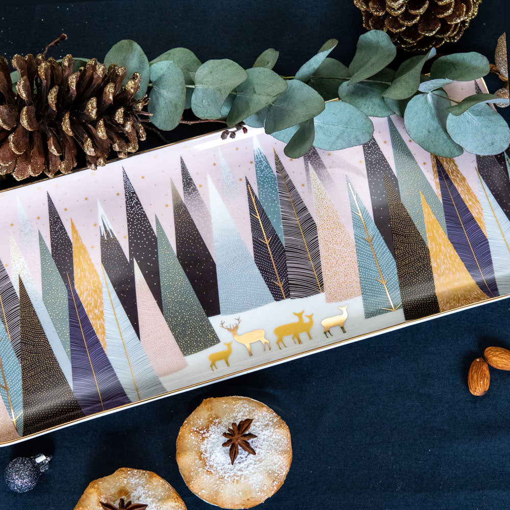 Frosted Pines Deer Sandwich Tray