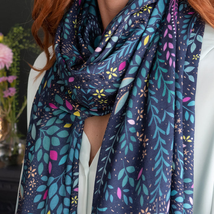 Midnight Hummingbird Paradise Scarf
