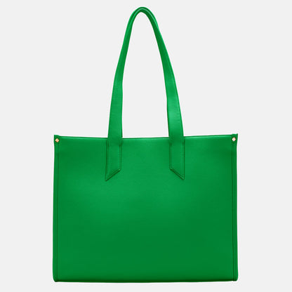 Green Boxy Tote from the back, plain green.
