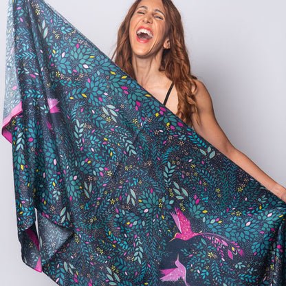 Midnight Hummingbird Paradise Scarf
