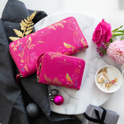 Pink Birds Large Zip Purse
