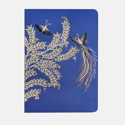 Cobalt blue notebook with butterfly and foliage design with gold detailing.