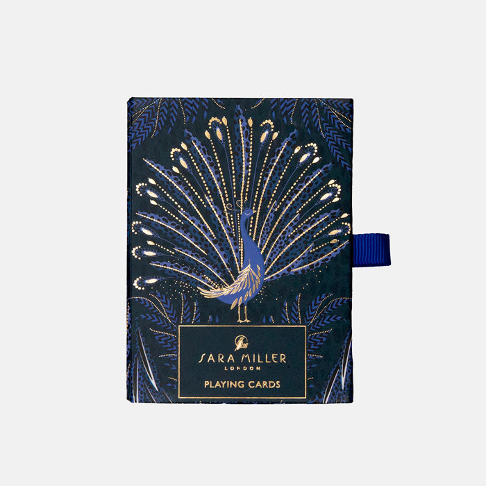 Presentation box with magnetic closure and ribbon detail, peacock design.