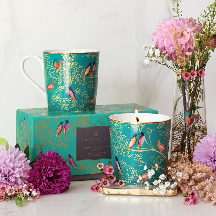 Green Birds Candle & Mug Gift Set