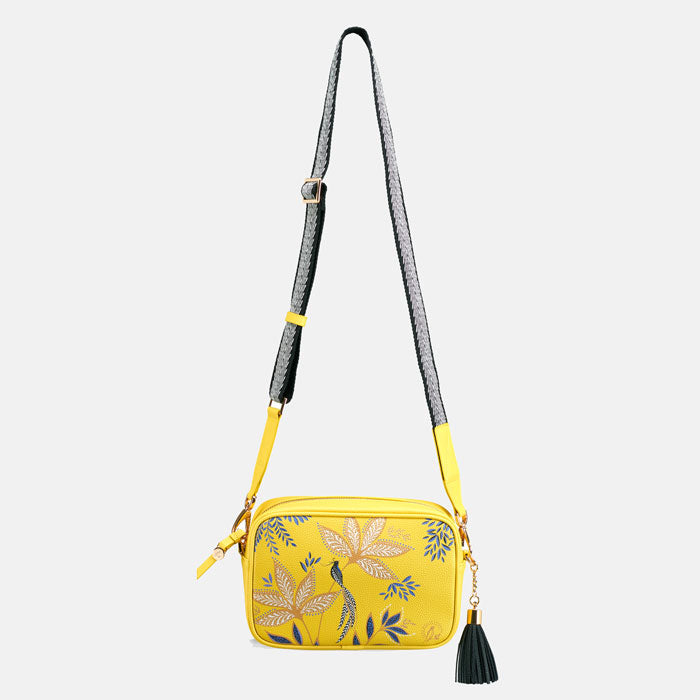 Shows bag with strap extended, strap is adjustable