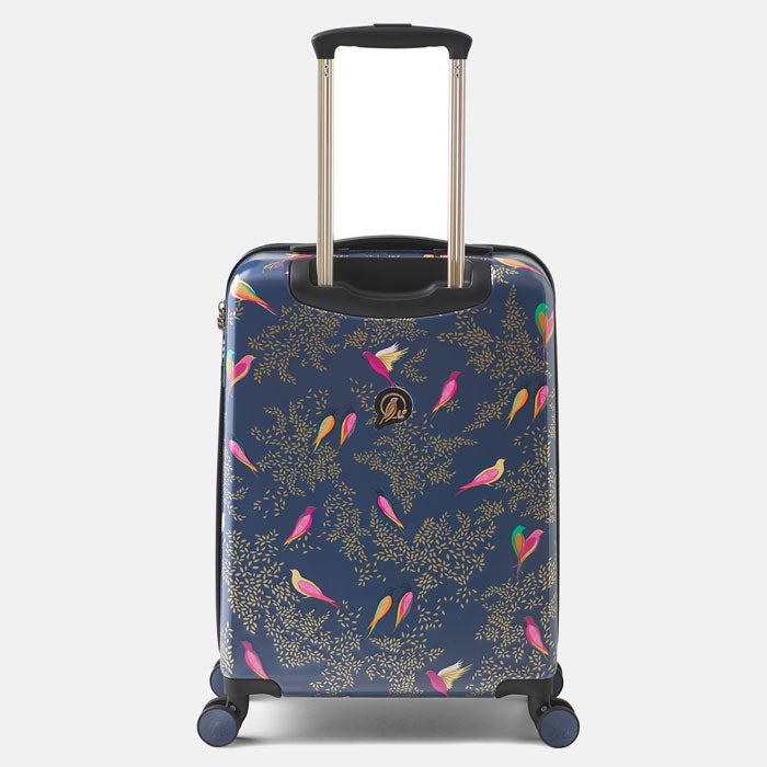 Back of the suitcase, can see embossed gold Sara Miller London logo.